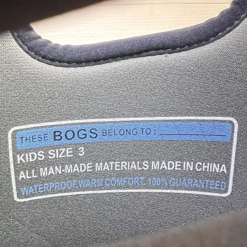 Bogs Boots Classic Flame Waterproof Kids Sz 3 Youth Boys Winter Rain Snow -30° F